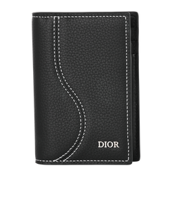 Christian Dior Saddle Vertical Card Holder, Leather, Black, MII, B, 3*
